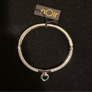 nOir Jewelry Door knocker Silver Crystal Pavé Bangle with Circle Charm